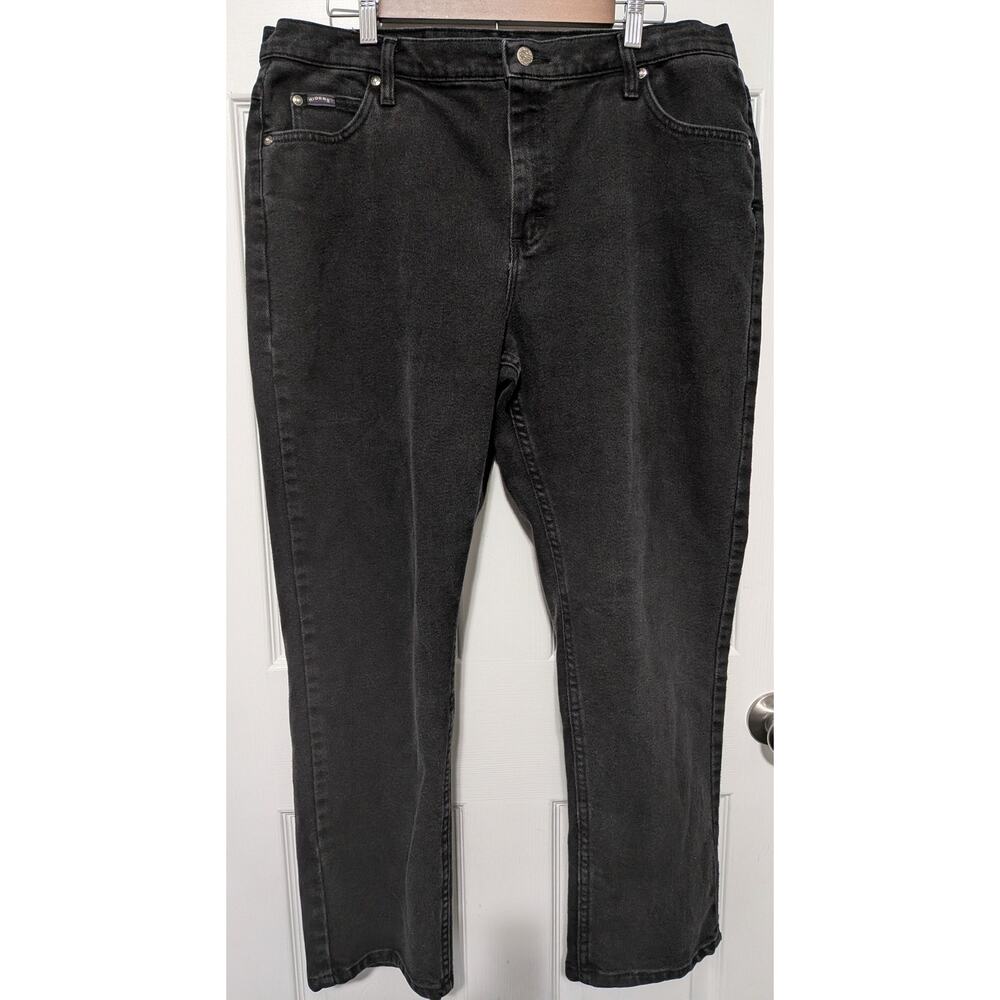 Vintage 90s Riders High Waisted Washed Black 18 Petite Mom Jeans - Picture 2 of 13